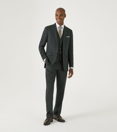 Harcourt Tailored Suit Green Tweed Effect