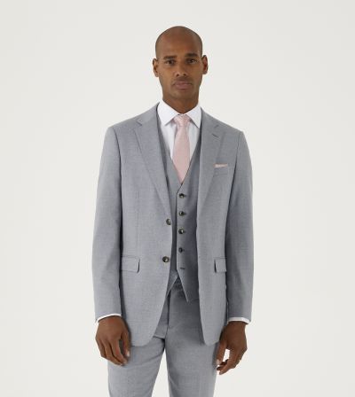 Jodrell Tailored Suit Silver Marl Tweed Effect