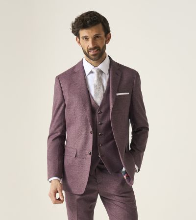 Jodrell Tailored Suit Berry Marl Tweed Effect