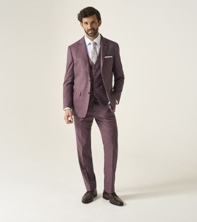 Jodrell Tailored Suit Berry Marl Tweed Effect