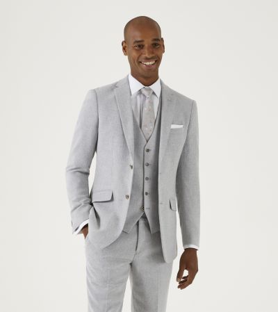 Jude Tailored Suit Silver Tweed Herringbone