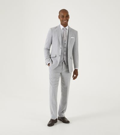 Jude Tailored Suit Silver Tweed Herringbone