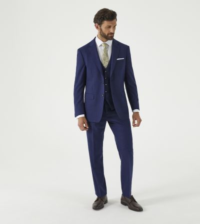 Jodrell Tailored Suit Navy Blue Marl Tweed Effect