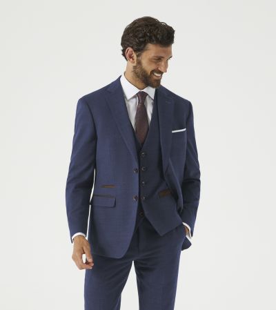 Guildford Tailored Suit Navy Blue Check