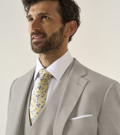 Charlie Suit Tailored Jacket Stone Beige Check