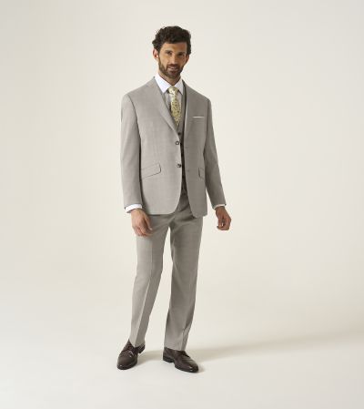Charlie Tailored Suit Stone Beige Check