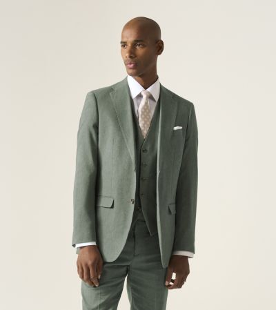 Calvados Linen Blend Tailored Suit Sage Green