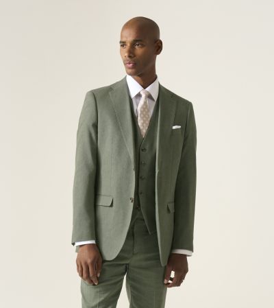 Calvados Linen Blend Tailored Suit Sage Green