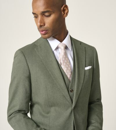 Calvados Linen Blend Tailored Suit Sage Green