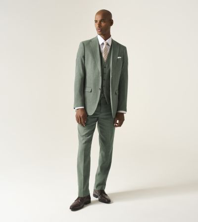 Calvados Linen Blend Tailored Suit Sage Green
