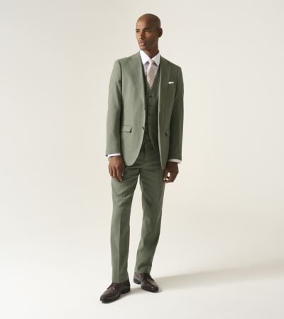 Calvados Linen Blend Tailored Suit Sage Green