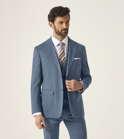 Calvados Linen Blend Tailored Suit Blue