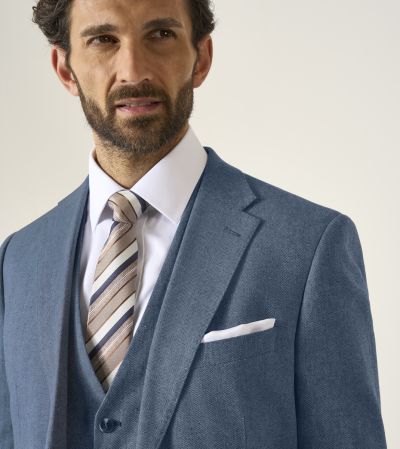 Calvados Linen Blend Tailored Suit Blue
