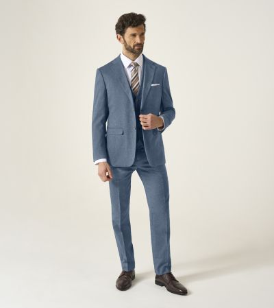 Calvados Linen Blend Tailored Suit Blue