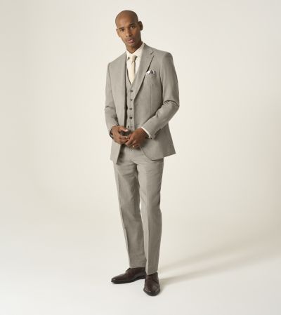 Calvados Linen Blend Tailored Suit Stone Beige