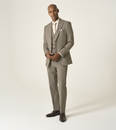 Calvados Linen Blend Tailored Suit Stone Beige