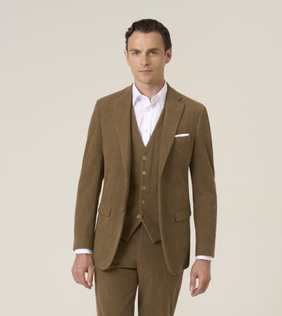 Dorsey Single Breasted Tailored Suit Corduroy Camel Brown