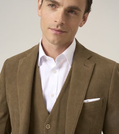 Dorsey Single Breasted Tailored Suit Corduroy Camel Brown