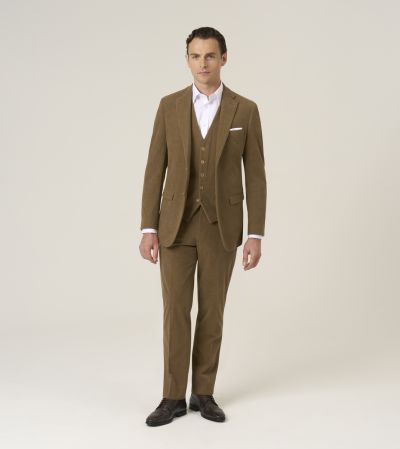 Dorsey Single Breasted Tailored Suit Corduroy Camel Brown