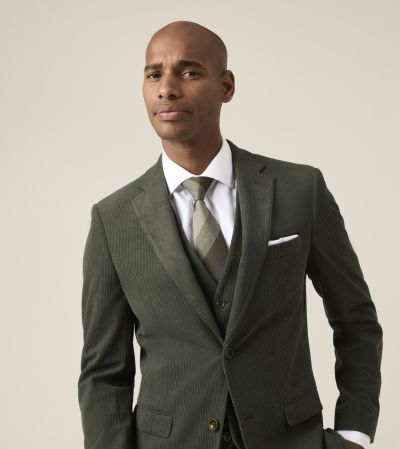 Dorsey Single Breasted Tailored Suit Corduroy Moss Green