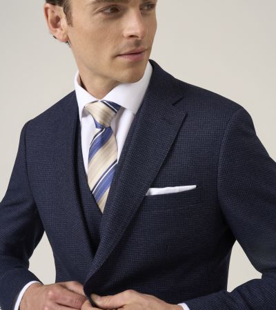 Boyd Tailored Fit Suit Navy Blue Puppytooth