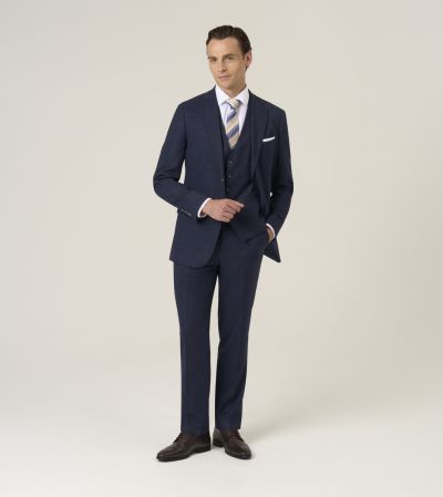 Boyd Tailored Fit Suit Navy Blue Puppytooth