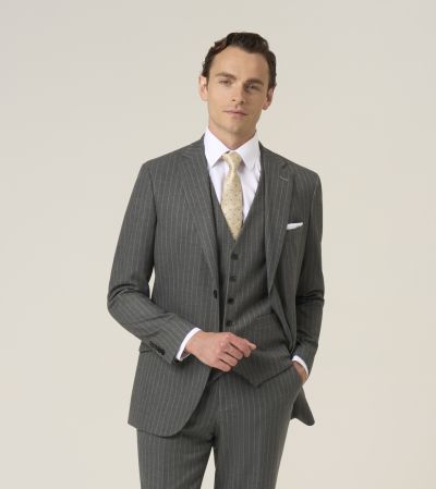 Cassius Single Breasted Tailored Grey Chalk Stripe Suit