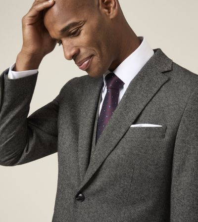 Fox Tailored Fit Textured Suit Charcoal Grey