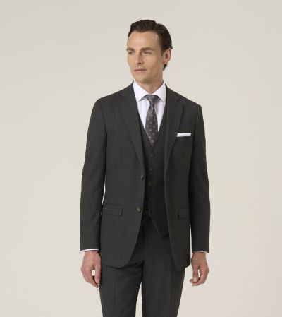 Elijah Tailored Fit Suit Charcoal Grey Check