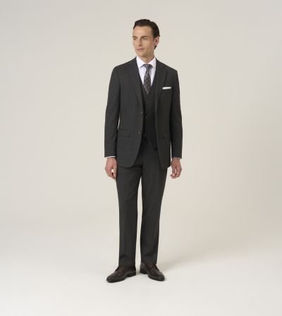 Elijah Tailored Fit Suit Charcoal Grey Check