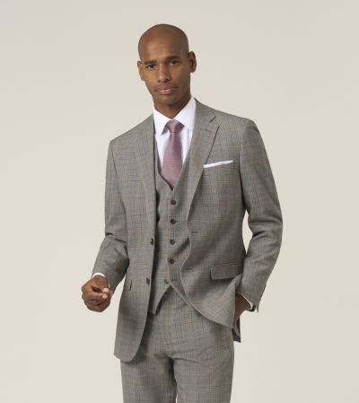 Haley Tailored Fit Suit Brown Check