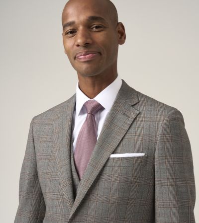 Haley Tailored Fit Suit Brown Check