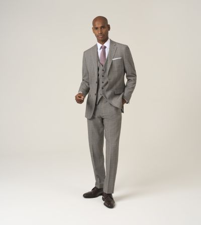 Haley Tailored Fit Suit Brown Check