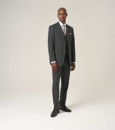 Margrave Tailored Fit Suit Charcoal Grey Check