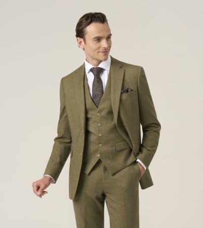 Fox Tailored Fit Textured Suit Sage Green