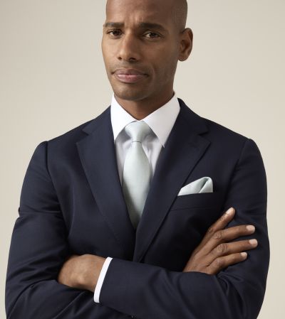 Glassnor Gabardine Tailored Fit Navy Wool Blend Suit