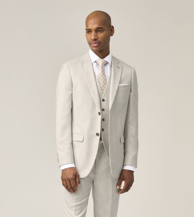 Antonio Suit Tailored Textured Weave Cream Stone