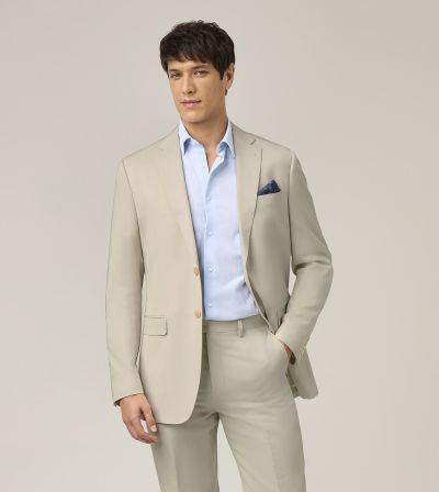 Hakim Lightweight Tailored Suit Stone Beige