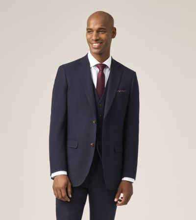 Torro Herringbone Navy Blue Tailored Suit