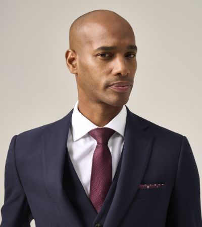 Torro Herringbone Navy Blue Tailored Suit