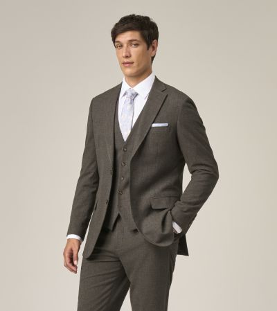Heller Suit Tailored Jacket Brown Self Check