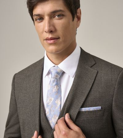 Heller Suit Tailored Jacket Brown Self Check