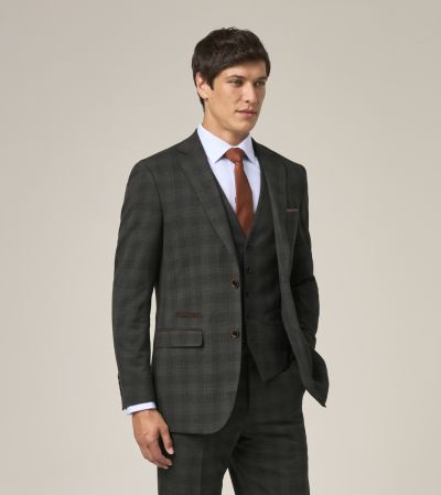 Leone Tailored Suit Jacket Grey Check