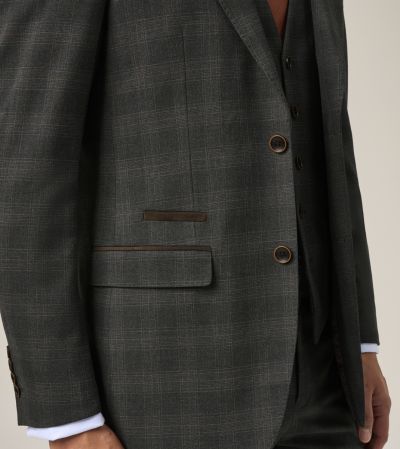Leone Tailored Suit Jacket Grey Check