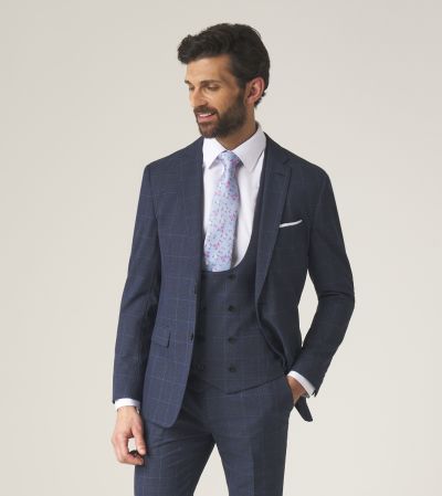Anello Slim Suit Blue Check
