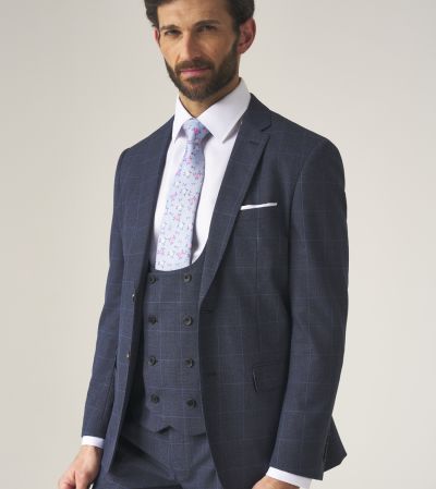 Anello Slim Suit Blue Check