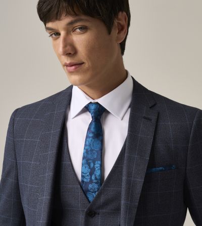 Anello Slim Suit Blue Check
