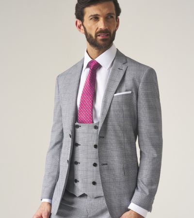 Anello Slim Suit Grey Check