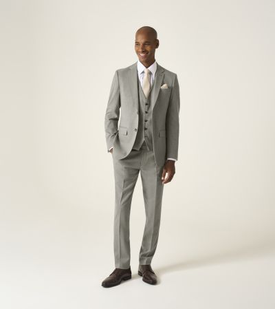 Jodrell Slim Suit Stone Beige Marl Tweed Effect