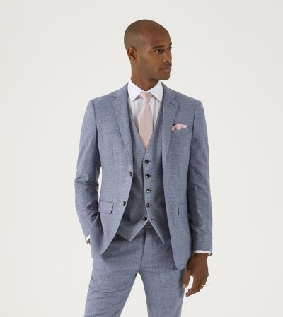 Jodrell Slim Suit Blue Marl Tweed Effect